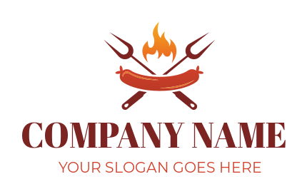 food logo template hotdog on BBQ fork