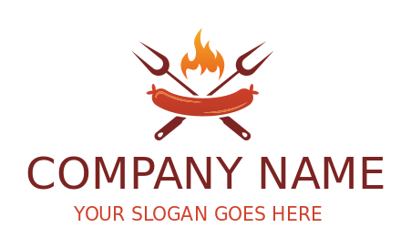 food logo template hotdog on BBQ fork