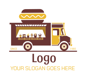 Create a logo of hotdog on top of a food truck 