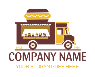 Create a logo of hotdog on top of a food truck 