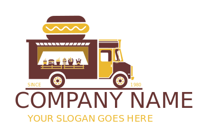 transportation logo hotdog on top of food truck