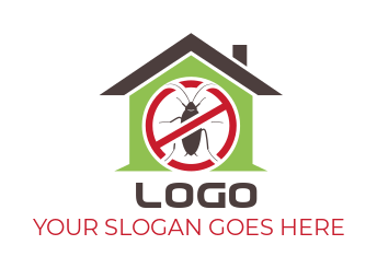 pest control logo house with dead cockroach