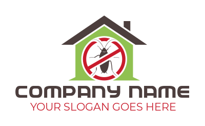 pest control logo house with dead cockroach