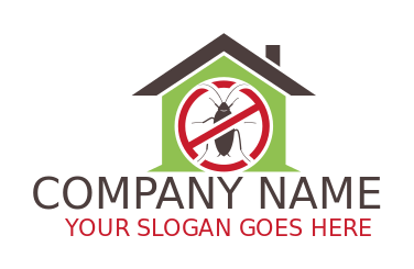 pest control logo house with dead cockroach