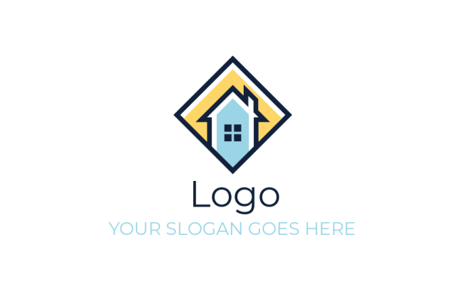 real estate logo image house in rhombus tile - logodesign.net