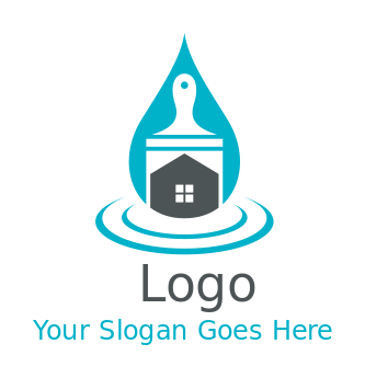 cleaning logohouse inside paintbrush in droplet