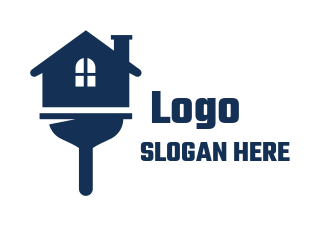 construction logo house on plumber suction pump