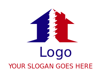 construction logo house roof with screw nail