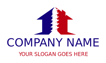 construction logo house roof with screw nail