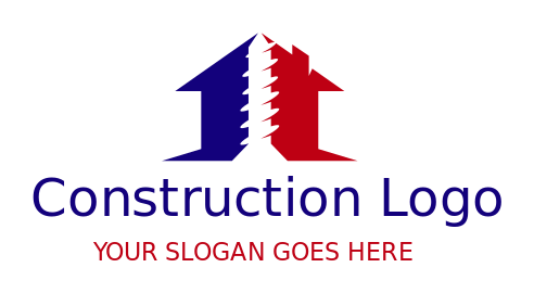 construction logo house roof with screw nail