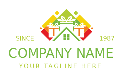 real estate logo house roof with gifts on top