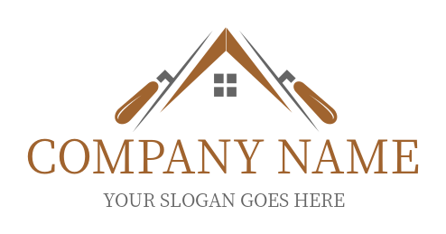 masonry logo house roof with plaster tools