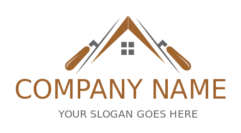 masonry logo house roof with plaster tools