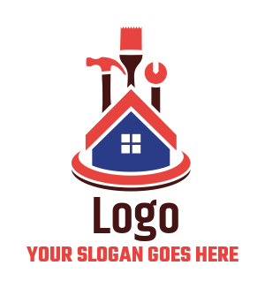 home remodeling logo roof tools paintbrush 