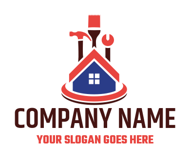 home remodeling logo roof tools paintbrush 