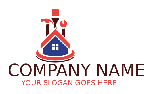 home remodeling logo roof tools paintbrush 