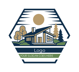 house scenery in hexagon