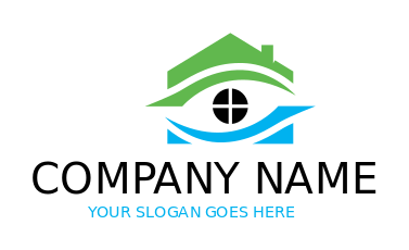 property logo line art house with eye