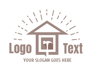 handyman logo house with hammer and rays
