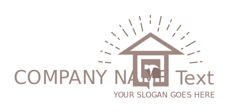 handyman logo house with hammer and rays