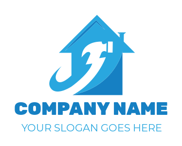house with negative space swoosh hammer logo sample