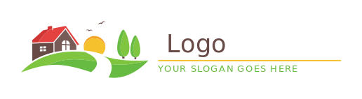 real estate logo PNG house with sun and trees