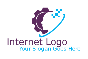 make an IT logo head in gear with swoosh pixels