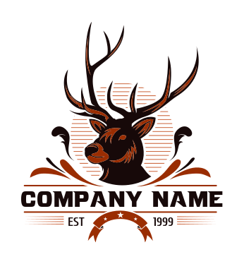animal logo buck head with ornaments