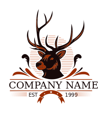 animal logo buck head with ornaments