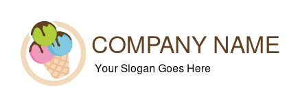 ice cream parlor logo cone in circle with drip