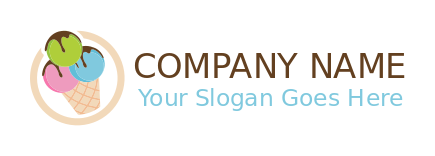 ice cream parlor logo cone in circle with drip