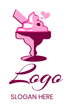food logo gelato ice cream with cherry and wafer
