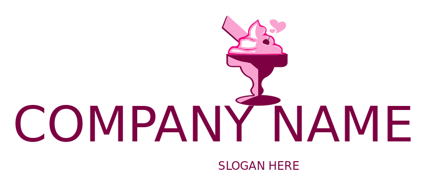 food logo gelato ice cream with cherry and wafer