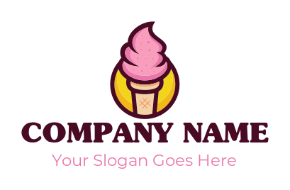 ice cream parlor logo in cone inside circle