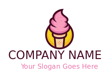 ice cream parlor logo in cone inside circle