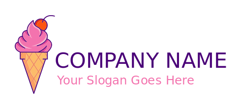 ice cream parlor logo with cone cherry topping