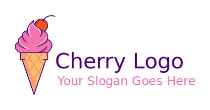 ice cream parlor logo with cone cherry topping