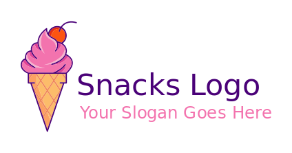 ice cream parlor logo with cone cherry topping