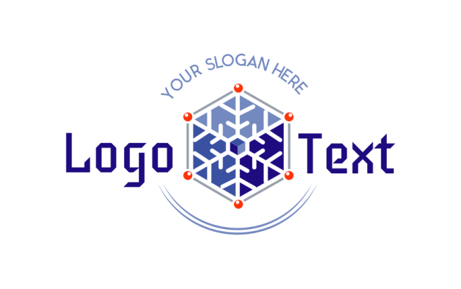 ice or snow flake inside hexagon logo generator