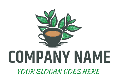 restaurant logo Illustrated leaves and tea cup