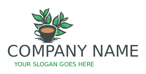 restaurant logo Illustrated leaves and tea cup
