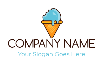 ice cream parlor logo melting in cone