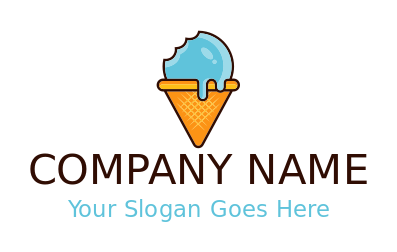 ice cream parlor logo melting in cone