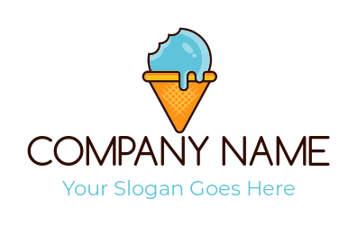 illustrative logo symbol of ice cream melting on cone