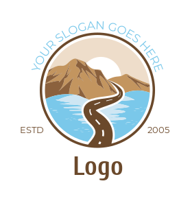 landscape logo road between water and mountains