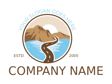 landscape logo road between water and mountains