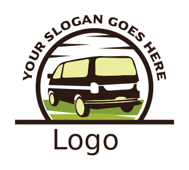 transport logo maker RV in circle