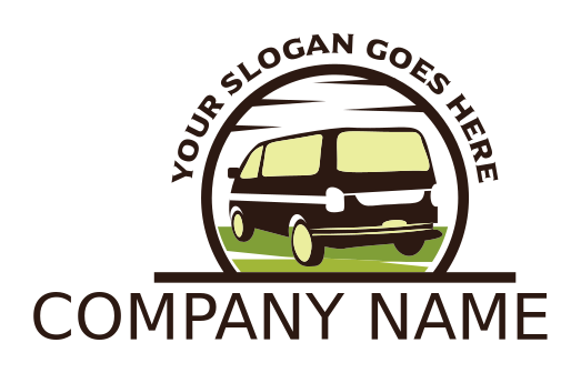 transport logo maker RV in circle