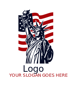 illustration of Statue of Liberty in American flag