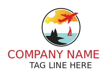 Illustration of tropical travel scene 